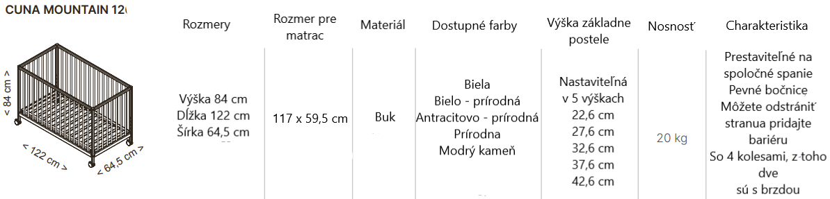 postýlka mountain 60x120